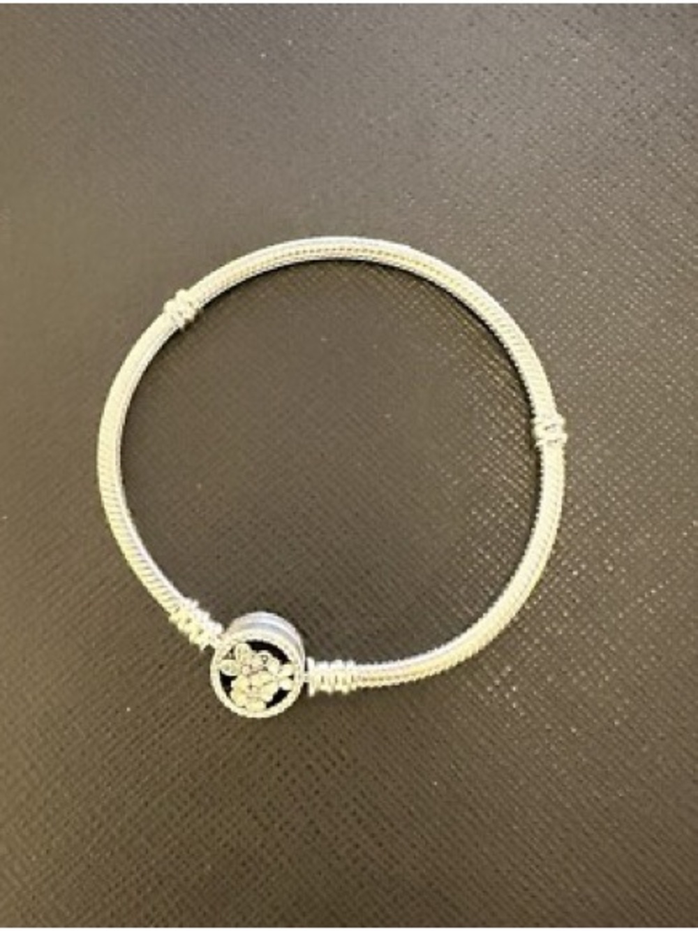 Pandora Silver Women's Charm Bangle Bracelet with Flower Charm